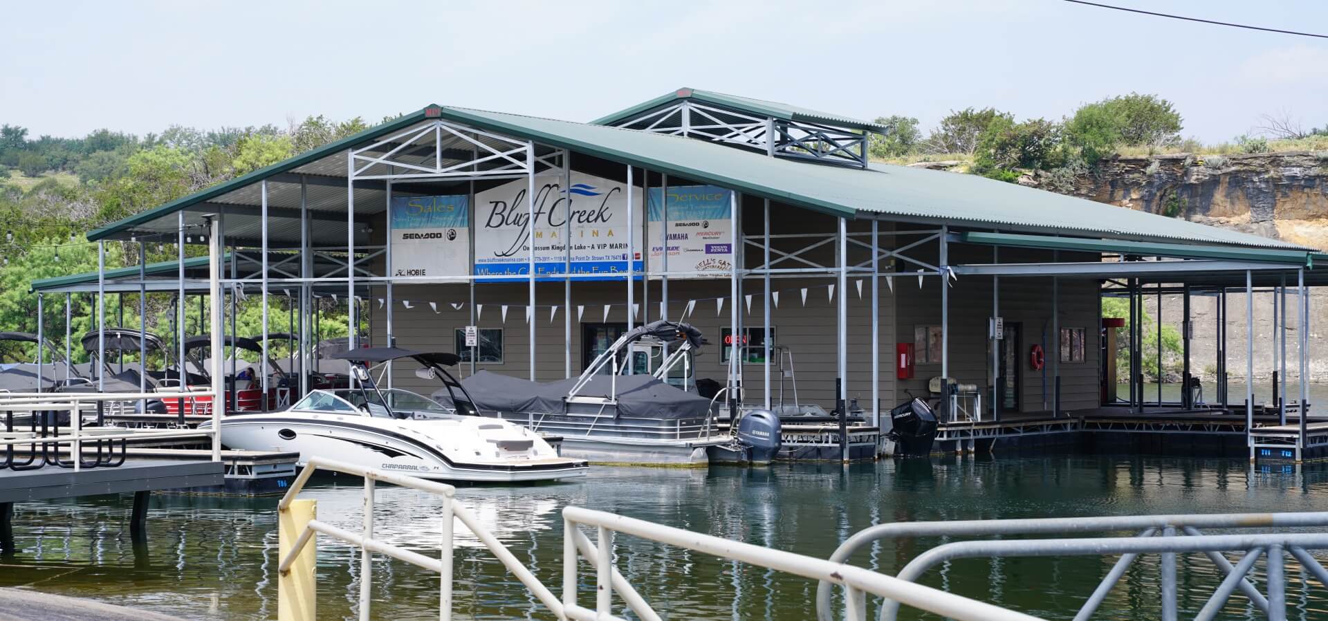 boat storage at Bluff Creek Marina on Possum Kingdom Lake, Strawn, Texas